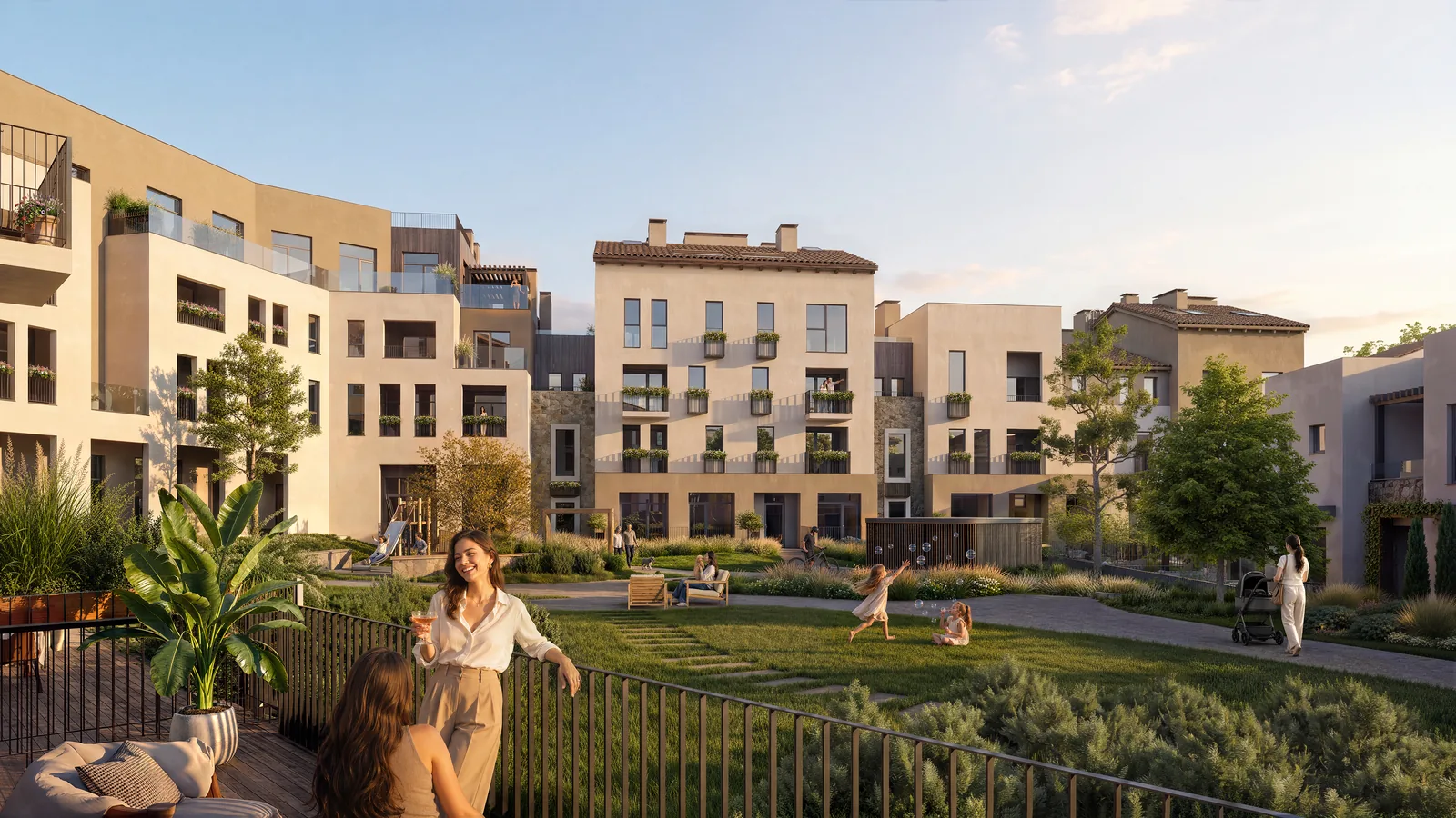 Благоустроенный двор ЖК La Torre Premium Village